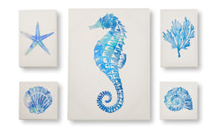Seahorse & Seashell Canvas Wall Prints - 5 Options