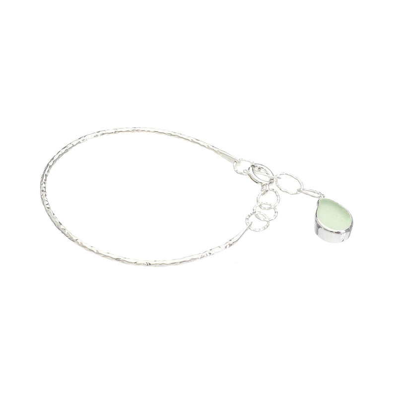 Sea Glass Charm Bracelet, Soft Green-Blue