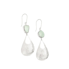 Sea Glass Earrings Waterfall, Soft Green-Blue