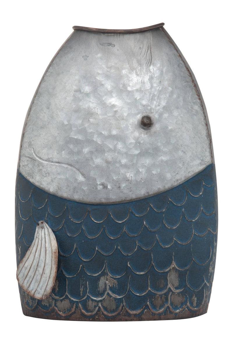 Metal Large Blue Spring Fish Canister