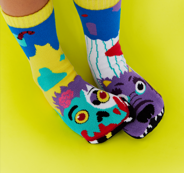 Zombie & Werewolf | Kids & Adult Socks | Mismatched Fun Socks