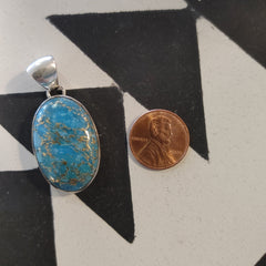Turquoise with Gold Flecks Oval Pendant
