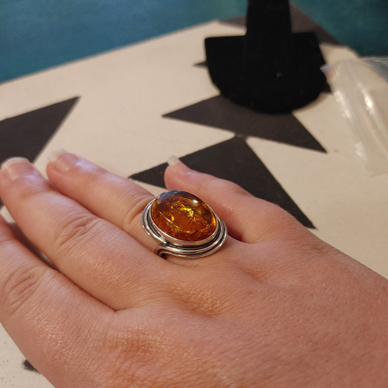Oval Amber Statement Ring