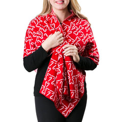 Katie Knit Print Keyhole Wrap Red w/ Candy Canes