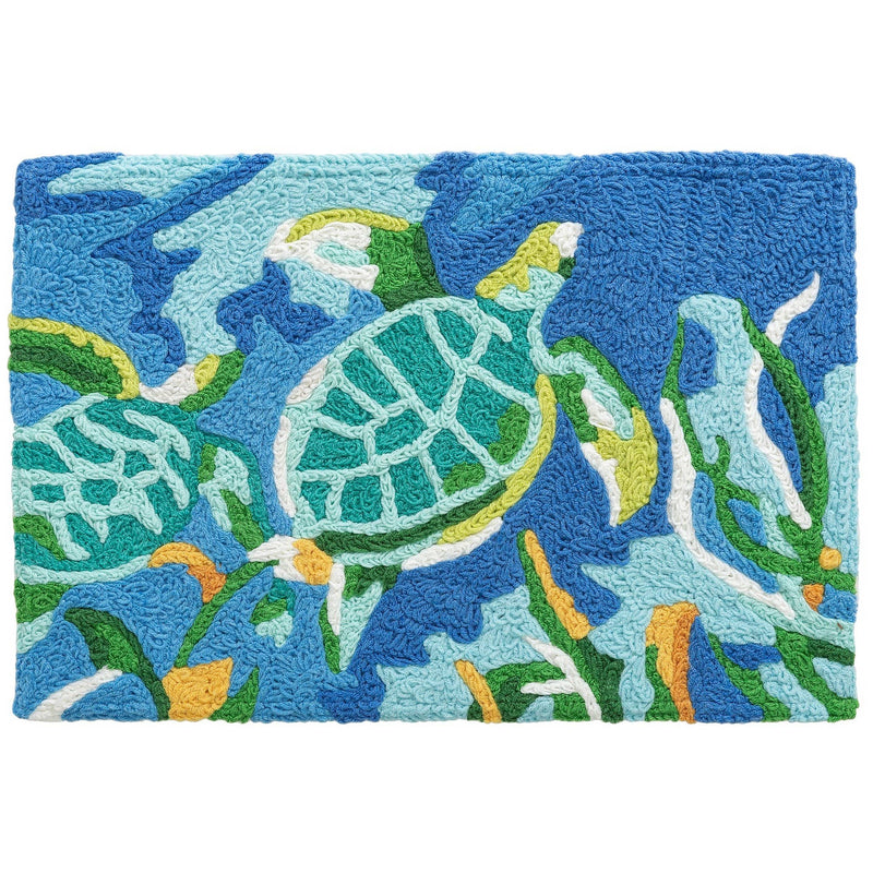 Turtles Swimming in Seaweed Rug 20" X 30"