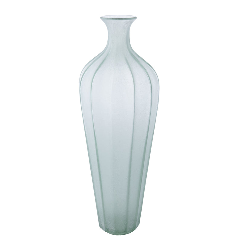 Large Green Frosted Vase