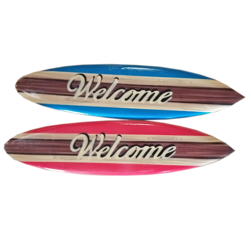 Wood Surfboard with Airbrush "Welcome" Design - 15"