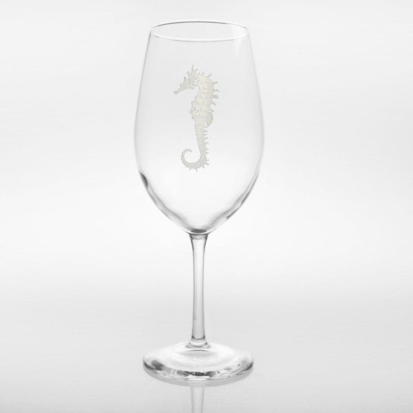 Etched Wine Glass 18oz - Heron