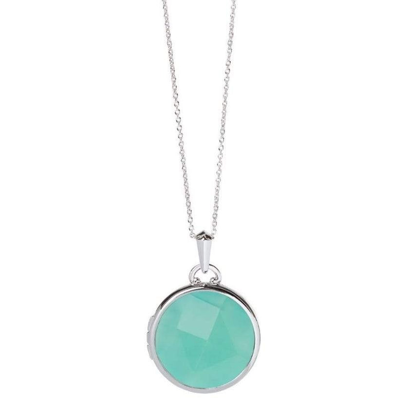 Round Locket - Necklace 32" Sea Foam Jade