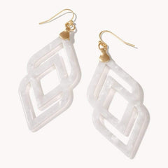 Deco Drama Earrings - White Tortoise or White Shimmer