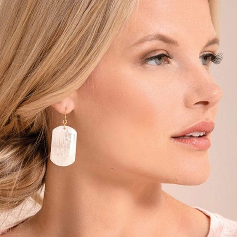Crushed Pearl Earrings Rectangle - Available in 2 colors