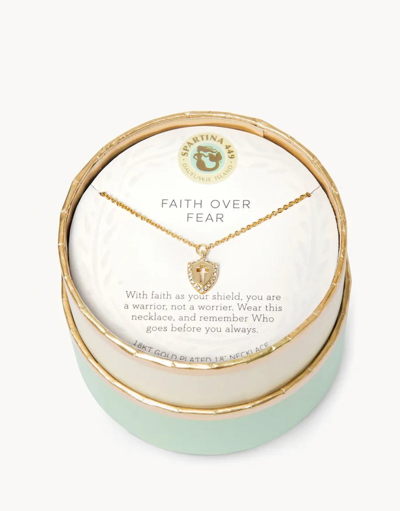 SLV Necklace 18" Faith Over Fear/Cross Shield