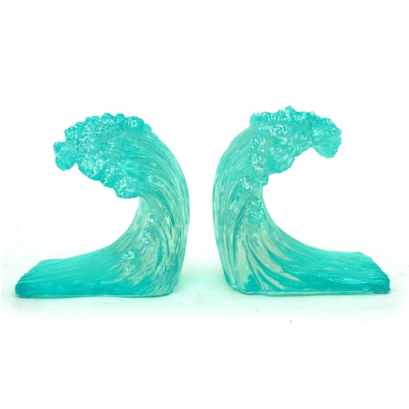 Clear Blue Wave Book Ends Set of 2