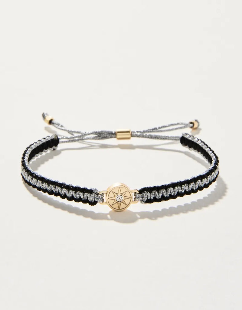 Friendship Bracelet Metallic Black Silver/Star