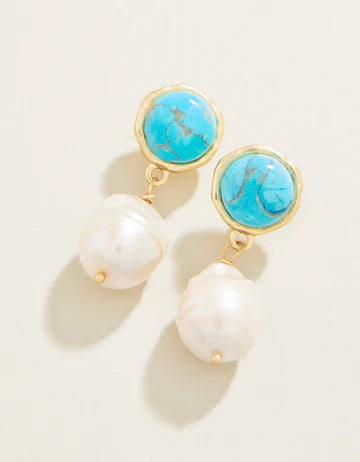 Bauble Pearl Drop Earrings Pearl/Turquoise
