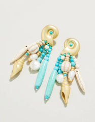 Sea Shells by the Sea Shore Earrings Turquoise