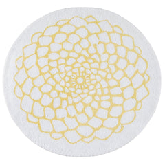Decorative round rug in cheerful yellow and white for beach house décor