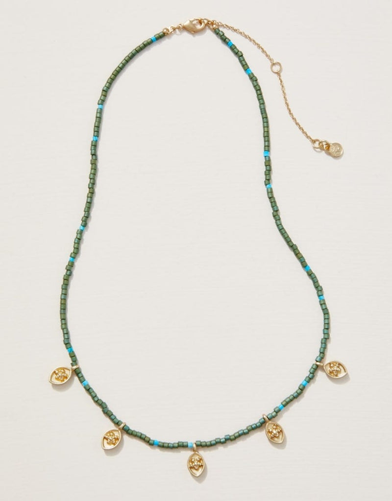 Primrose Bitty Bead Necklace 15" - Green
