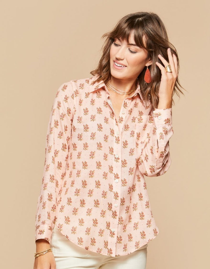 Lois Shirt - Pink House French Floral Pink