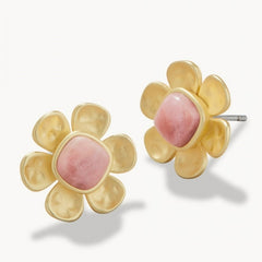 Primrose Stud Earrings - Pink Rhodonite
