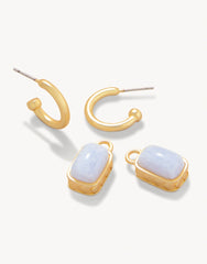 Naia Drop Hoop Earrings - Blue Chalcedony