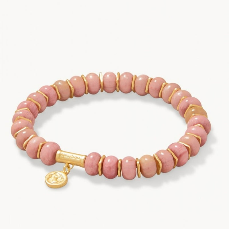 Stone Stretch Bracelet - 8mm Pink Rhodonite