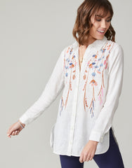 Ada Linen Tunic - Oyster Factory Field Flowers Embroidery