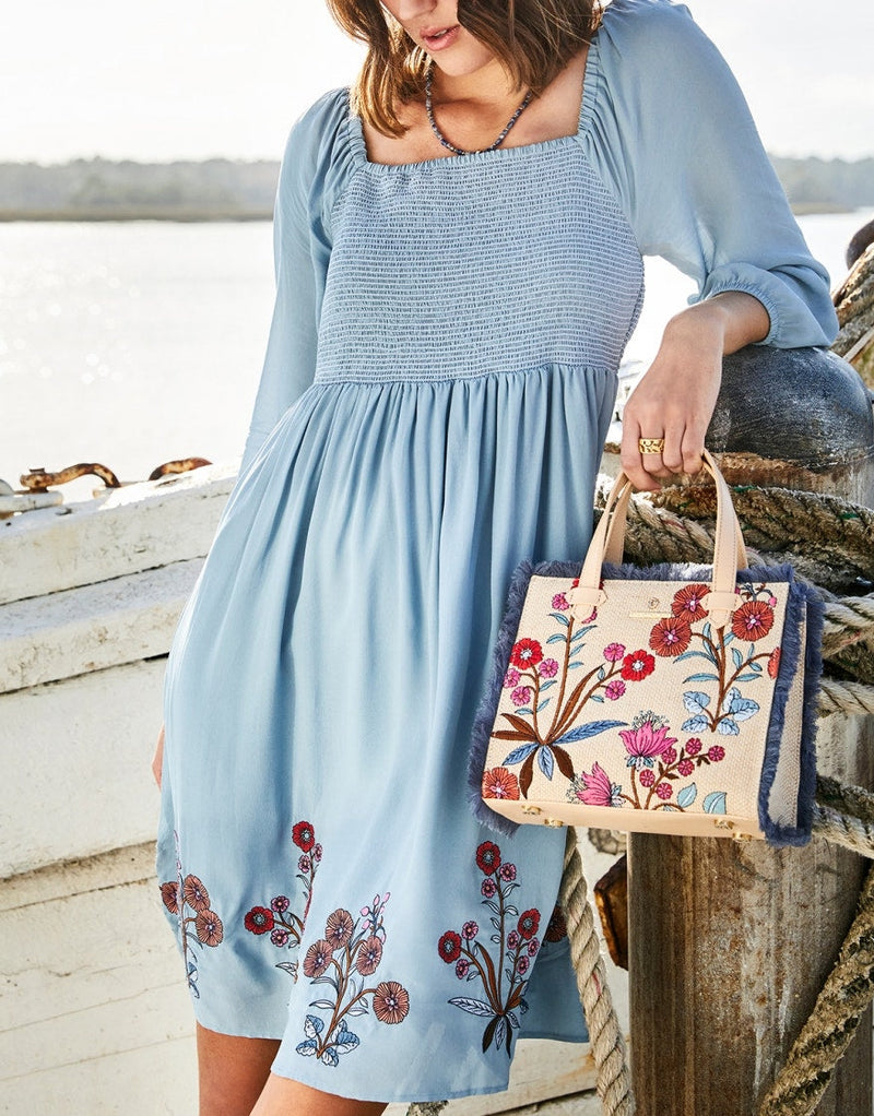 Mara Smocked Dress - Oyster Factory Embroidery