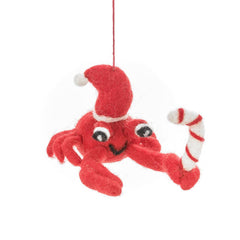 Handmade Felt Ornament - Santa Claws Crab