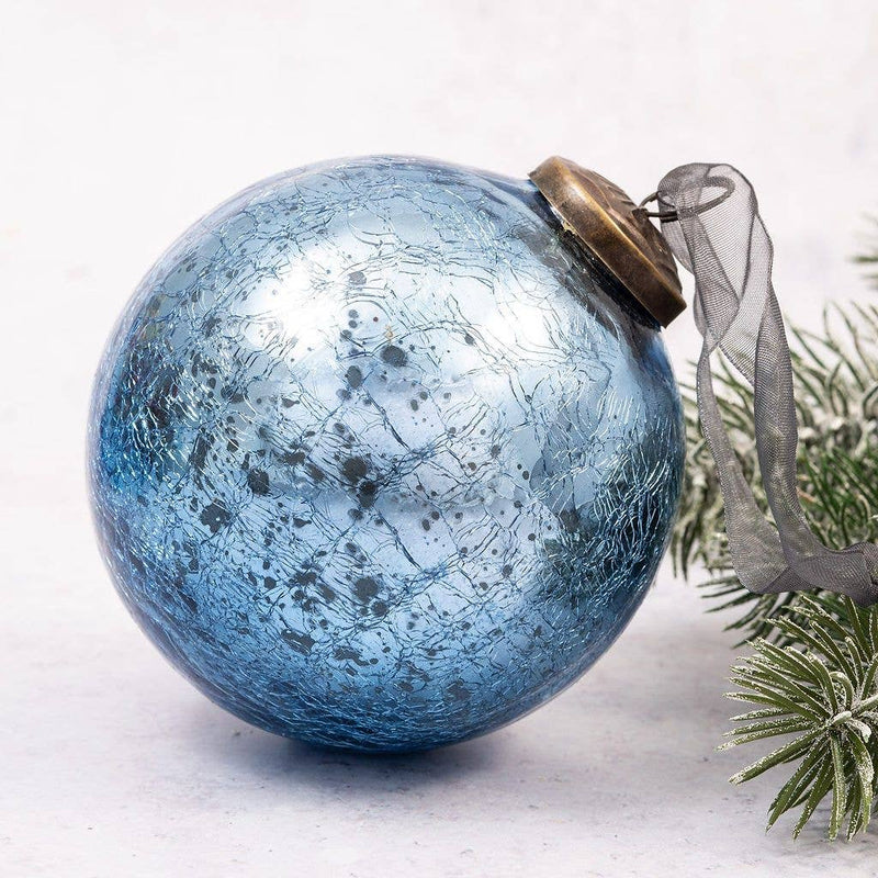 4" Extra Large Sky Crackle Glass Ball