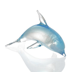 Art Glass Turquoise Blue Dolphin - Glow in the Dark