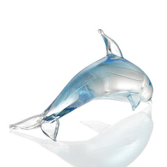 Art Glass Turquoise Blue Dolphin - Glow in the Dark