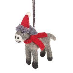Handmade Felt Ornament - Christmas Donkey