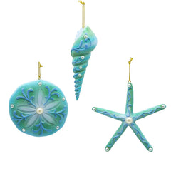 Blue & Green Shell, Sand Dollar, or  Starfish Ornament
