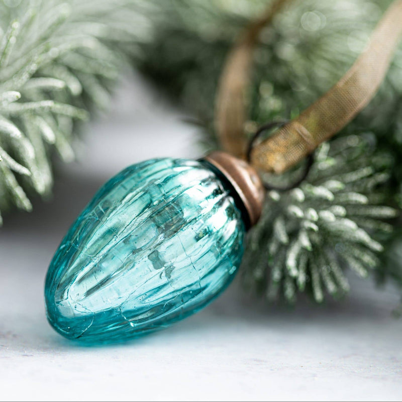 Small Mint 1" Crackle Glass Pinecones