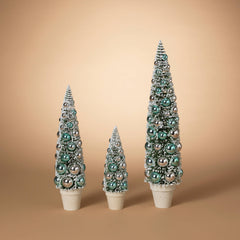 Potted Holiday Bottle Brush Trees with Ornaments- Available in 3 sizes