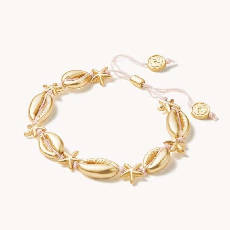 Gold Slide Bracelet - Cowrie Starfish
