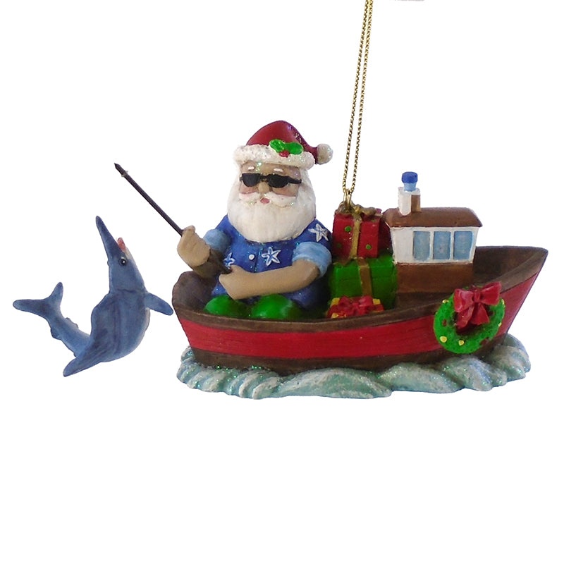 Fishing Santa Ornament