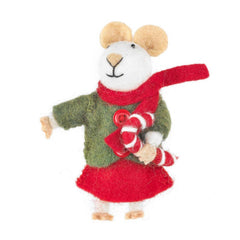 Handmade Felt Ornament - Christmas Mouse