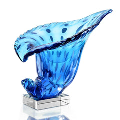 Art Glass Ocean Blue Conch Shell