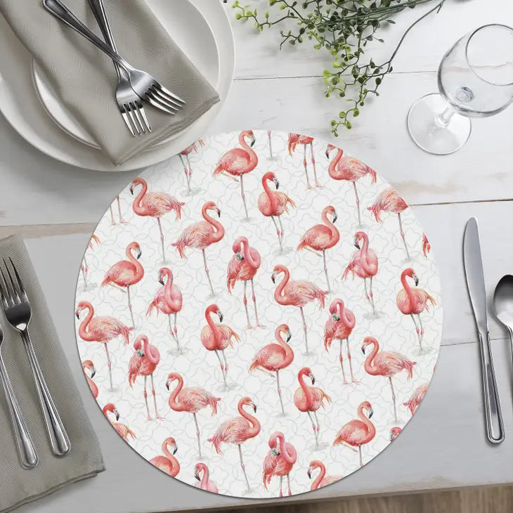 Gracefully Pink Reversible Round Plastic Placemat