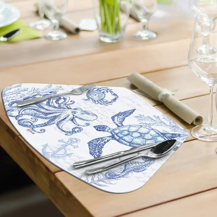Coastal Sketch Reversible Wedge Plastic Placemat