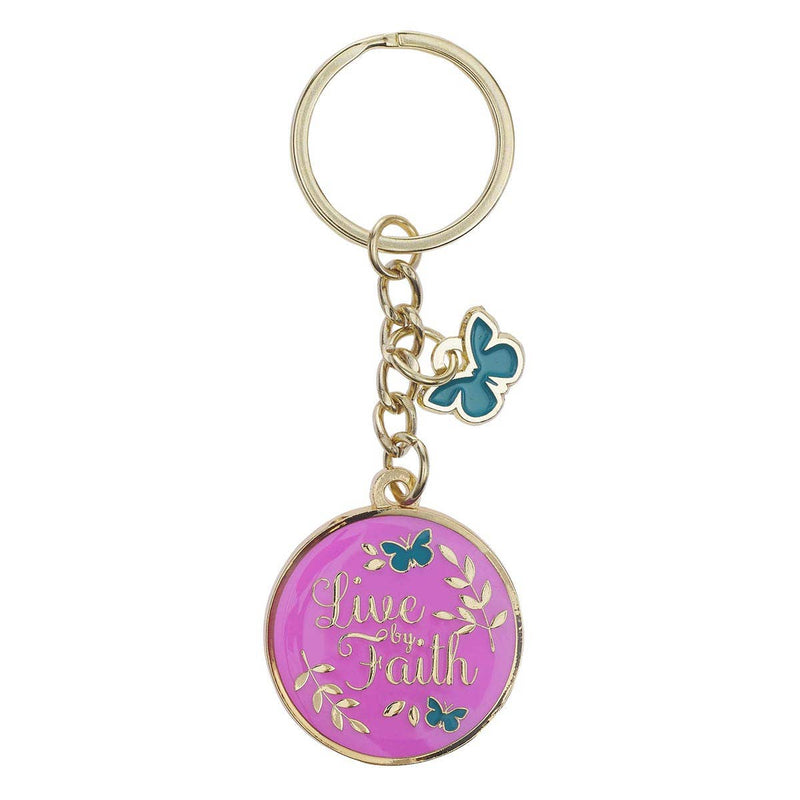 Live by Faith Metal Key Ring with Link Chain
