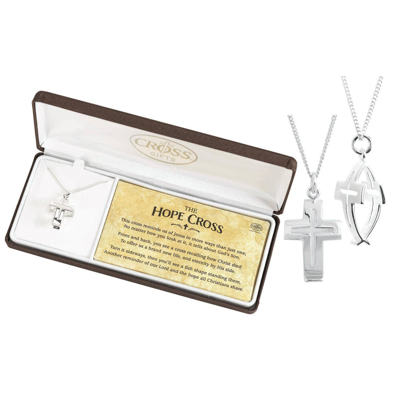HOPE Cross Fish Necklace 18" Chain