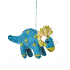 Handmade Felt Ornament - Tommy Triceratops