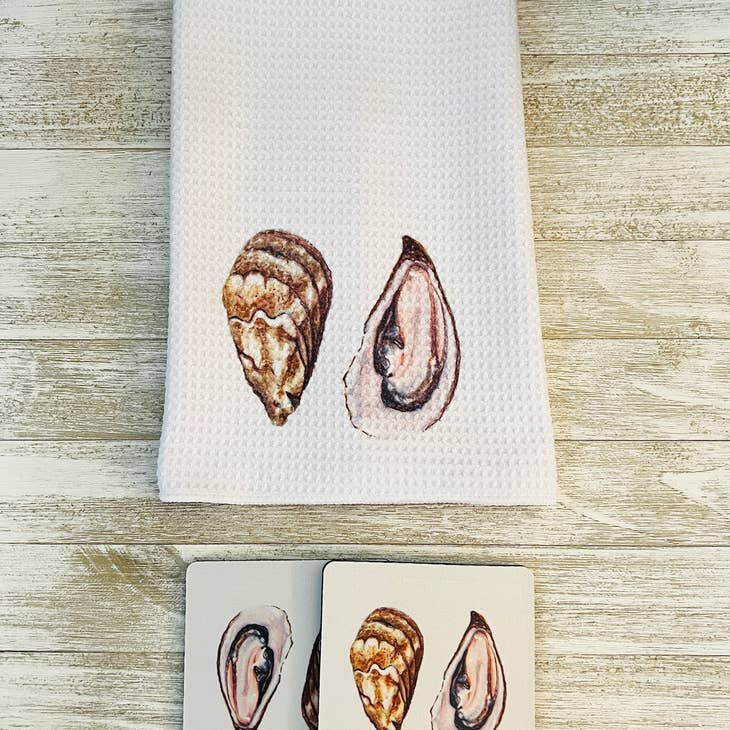 Oyster Towel and Coaster Gift Set