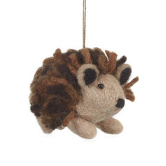 Handmade Felt Brown Hedgehog Ornament