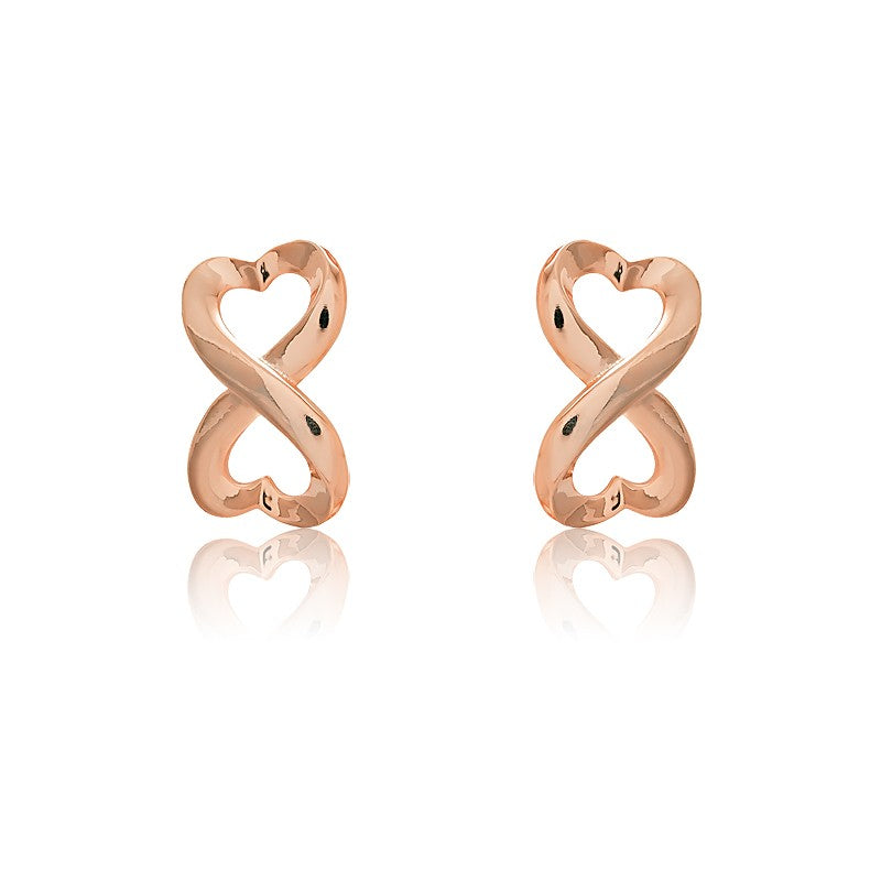 Rose Gold Plated Sterling Silver Heart Infinity Earrings