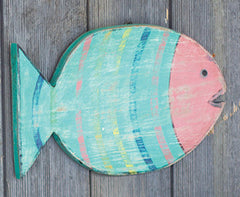 Painted Wooden Wall Fish Hanging - 3 Styles
