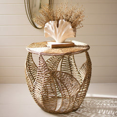Fern Detail Seagrass Side Table